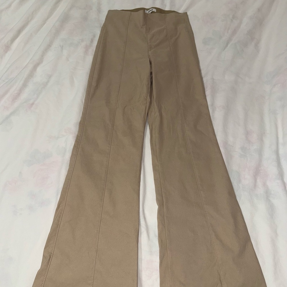 Tan Flared High Waisted Pants